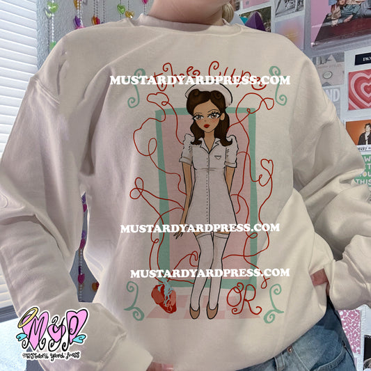 cure drawing crewneck