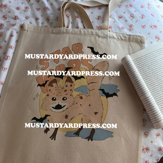 galaxy halloween cat tote bag