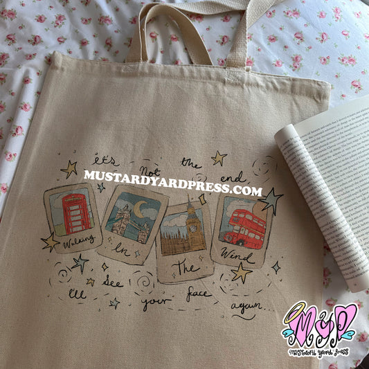 walking in the wind sketch tote bag