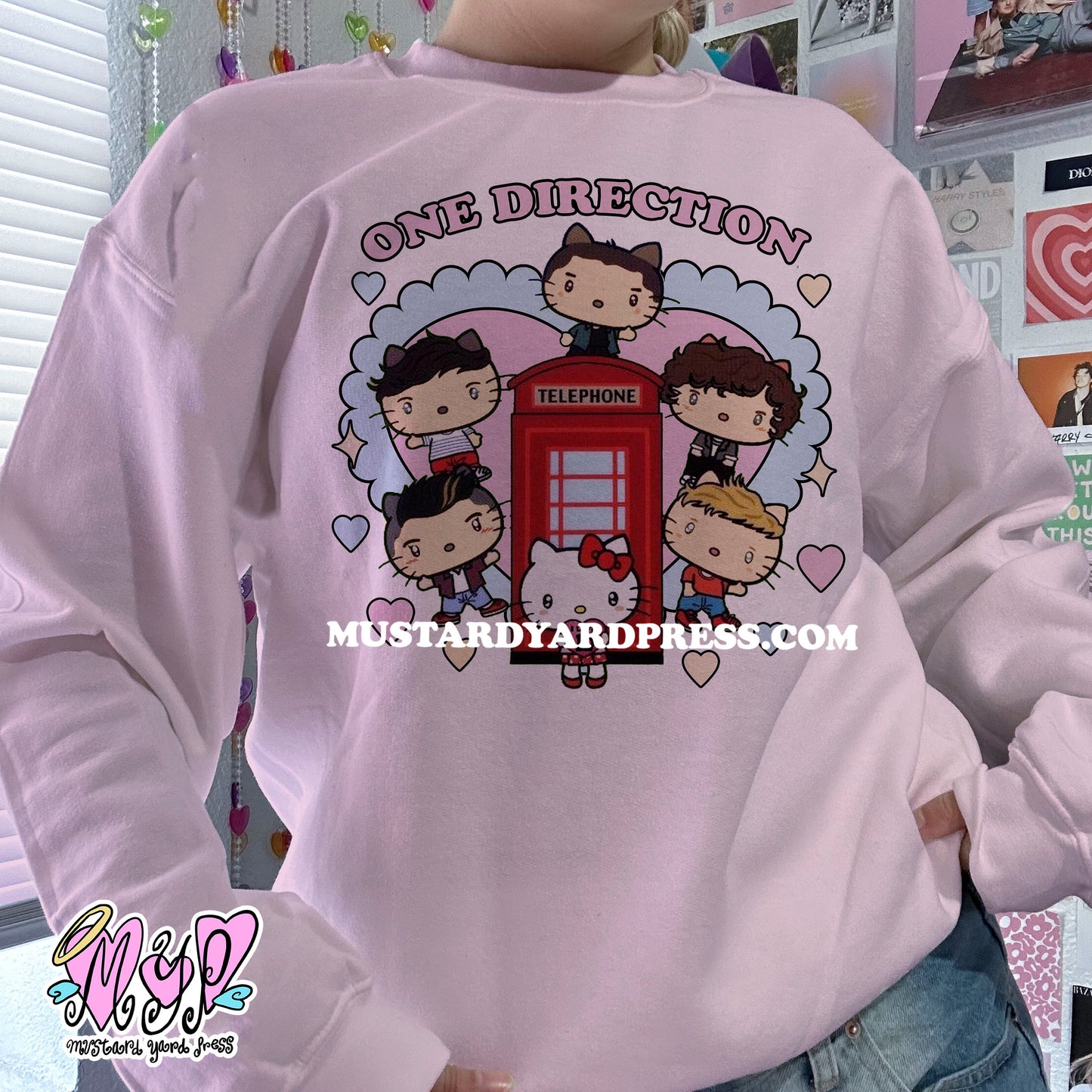 boyband cat heart lace crewneck