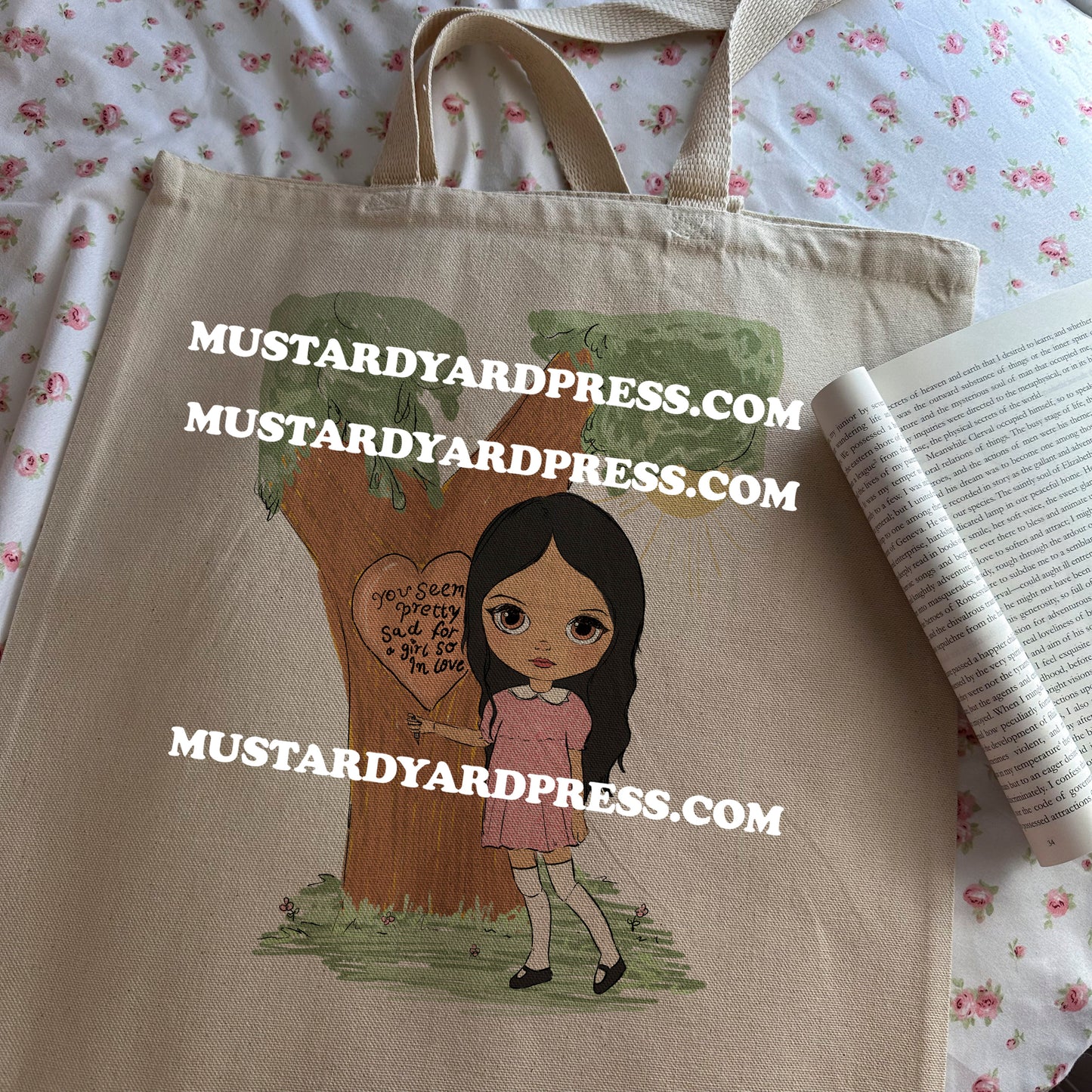 sad girl doll tote bag