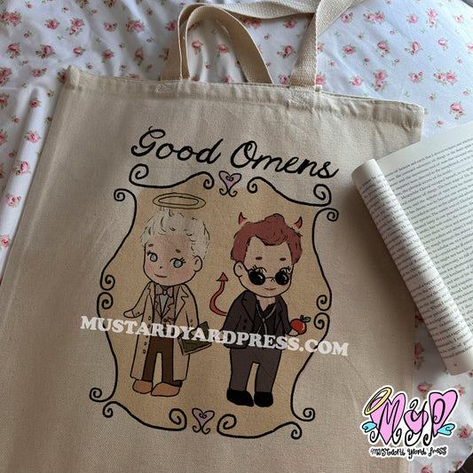 demon & angel tote bag