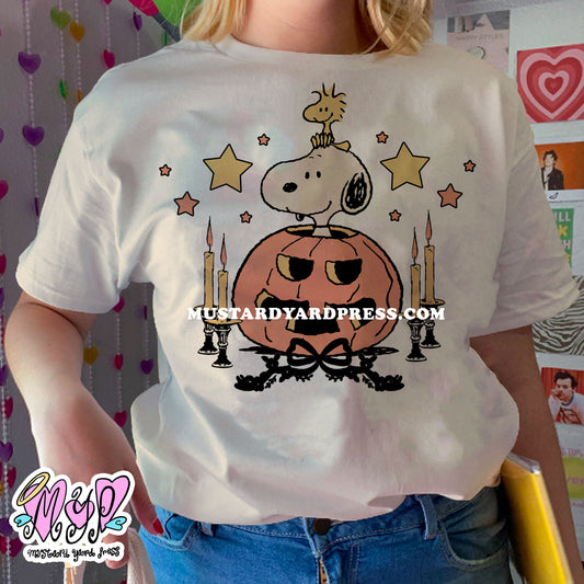 candle dog t-shirt