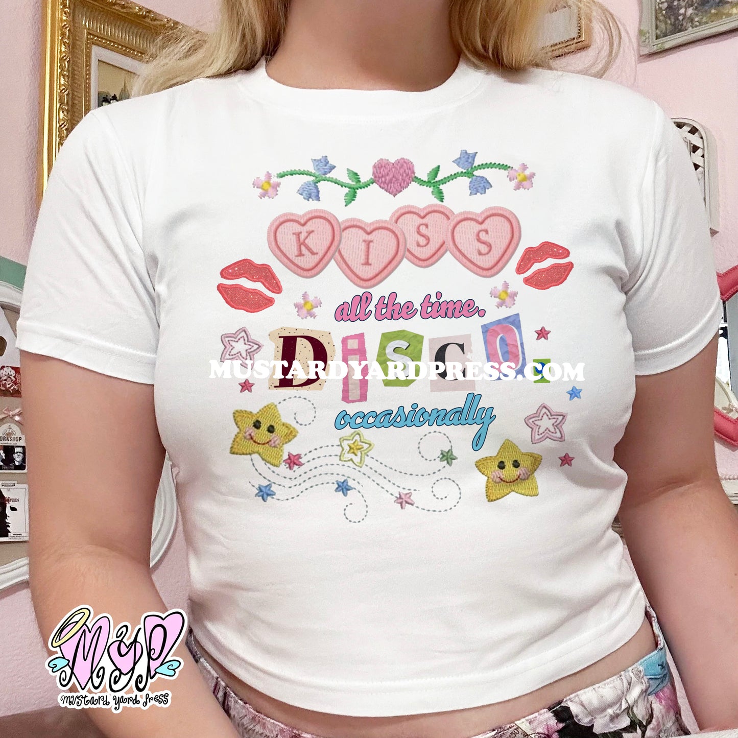 kiss disco patches baby tee