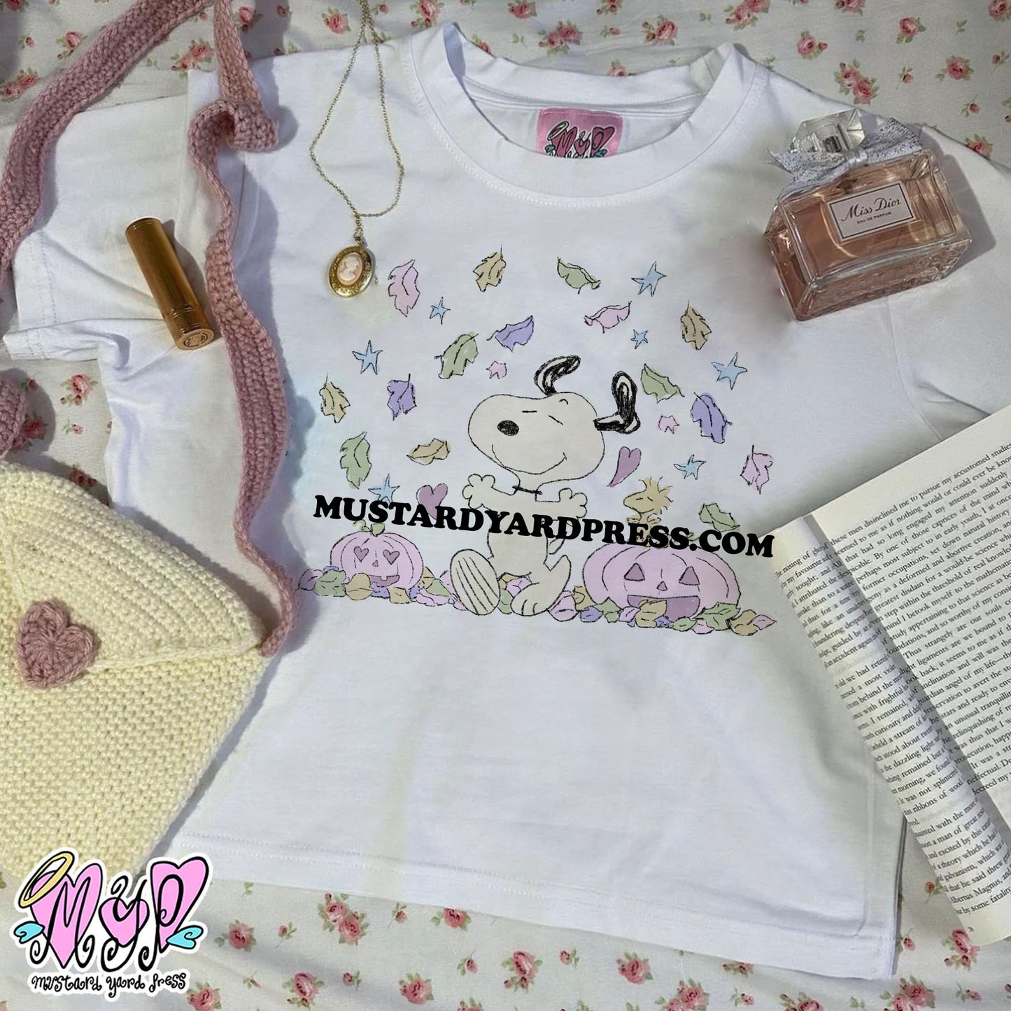 pumpkin leaves dog baby tee