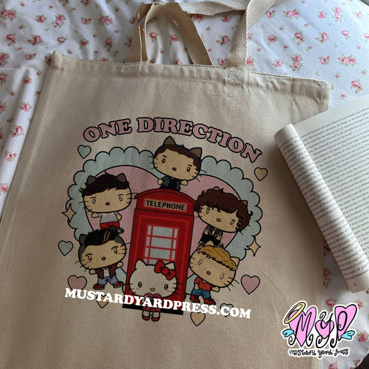 boyband cat heart lace tote bag