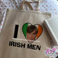 i love irish men tote bag