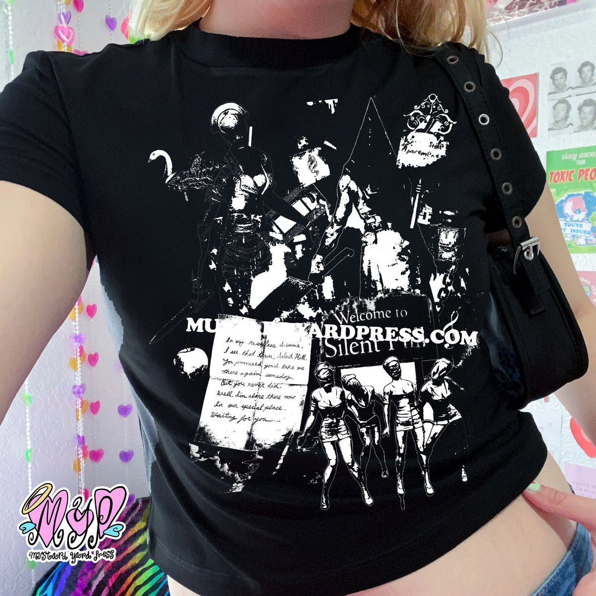 silent collage baby tee