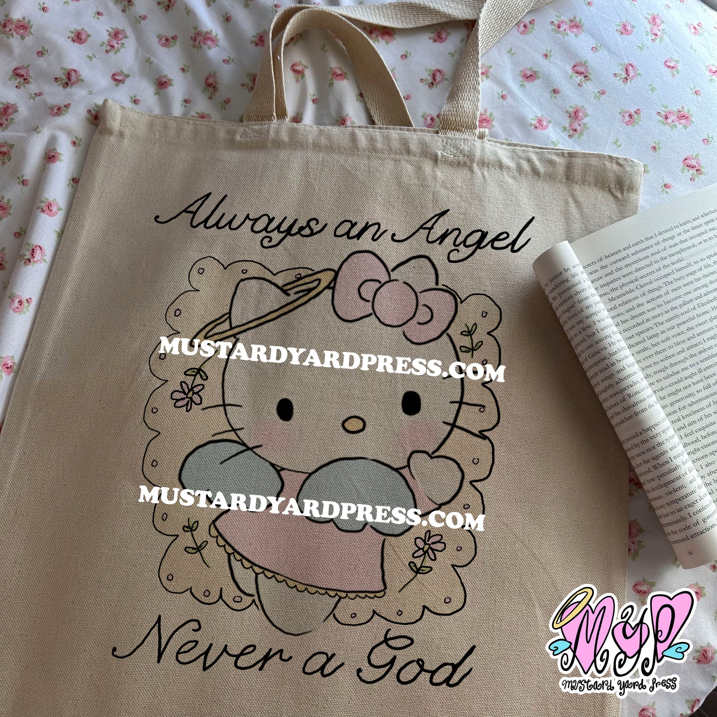 angel kitty tote bag