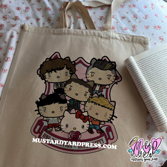 boyband cat tote bag