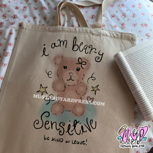 sensitive bear tote bag