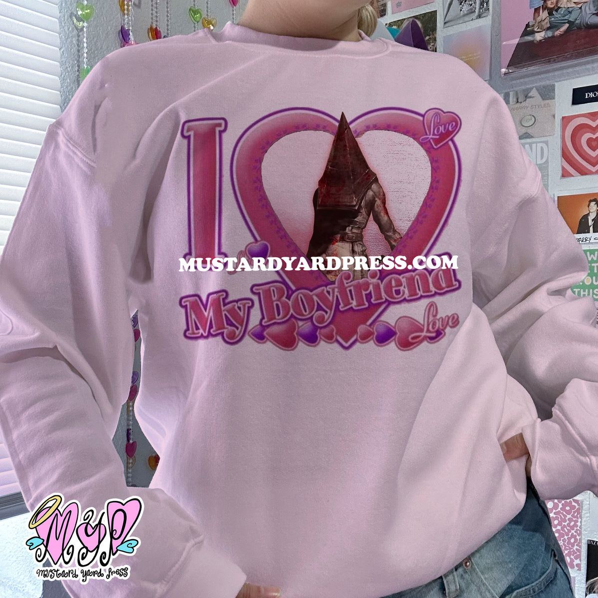 i love my bf pyramid crewneck
