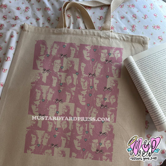 ani pink collage tote bag