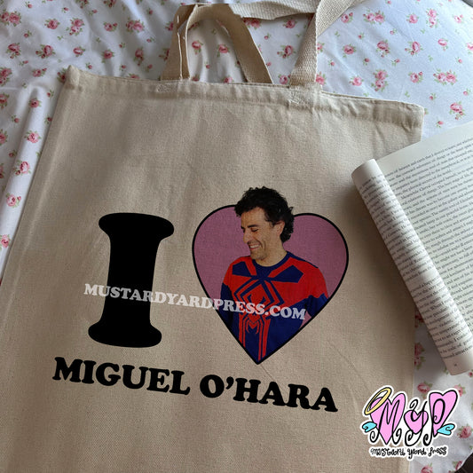 i love miguel tote bag