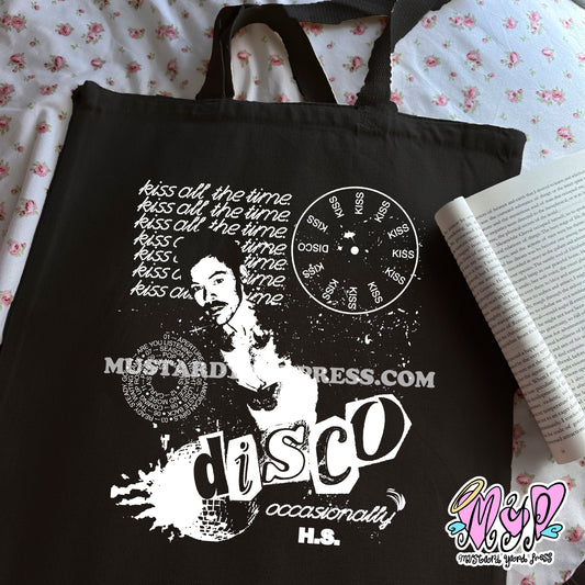 kiss disco clock collage tote bag