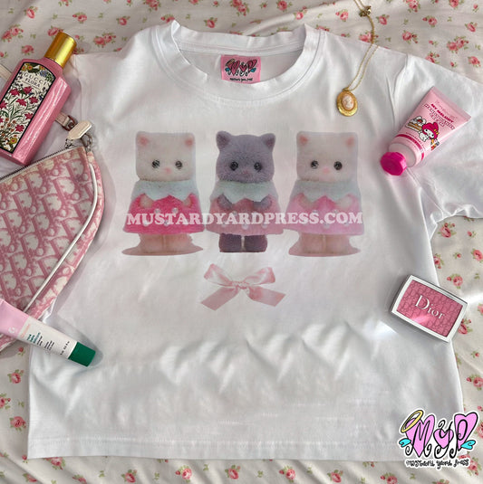 calico bow baby tee