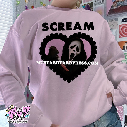 scream lace heart crewneck