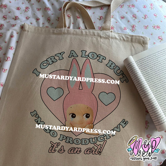 crying sonny tote bag