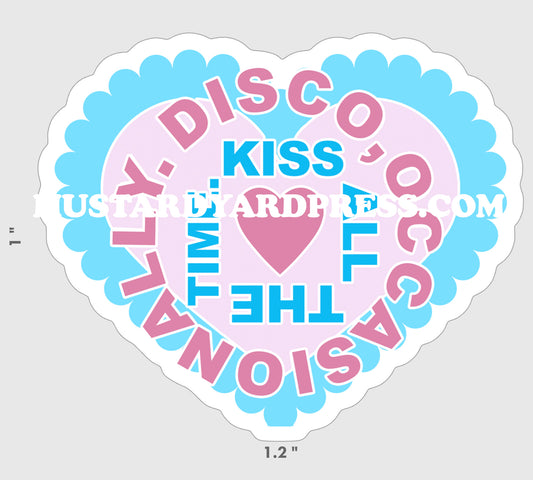 kiss disco heart mini sticker