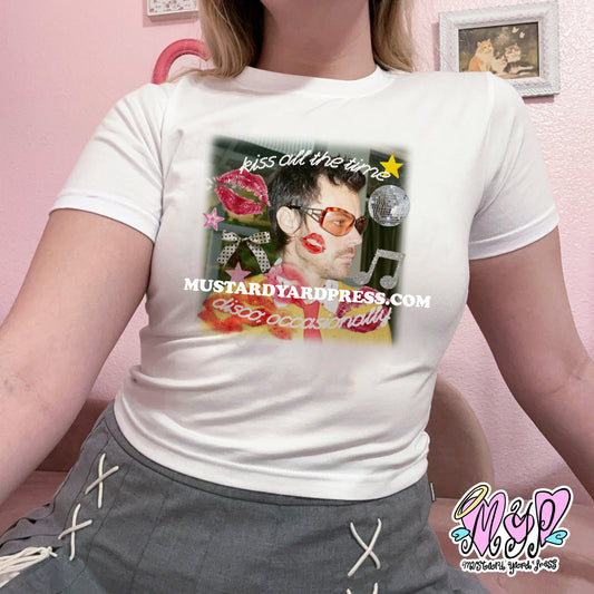 kiss disco stickers baby tee