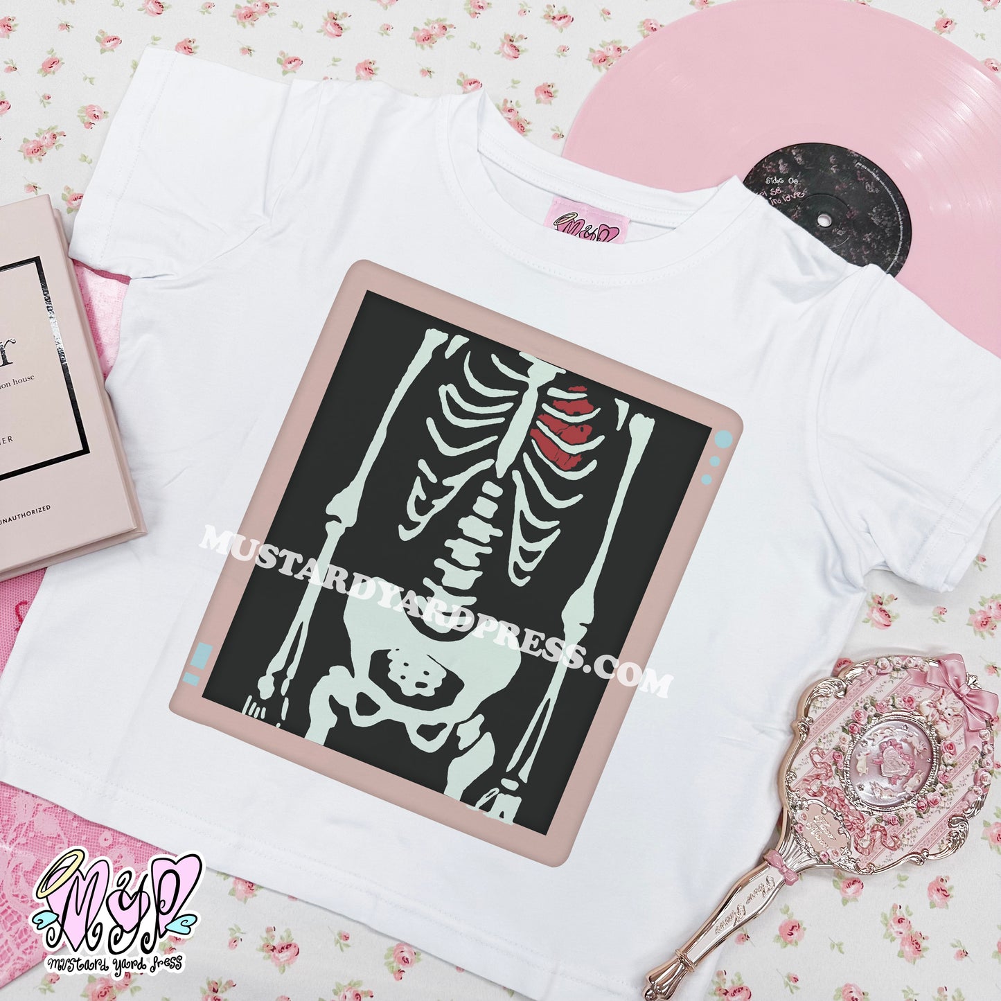 skeleton scan baby tee