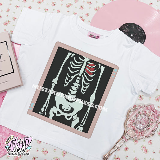 skeleton scan baby tee