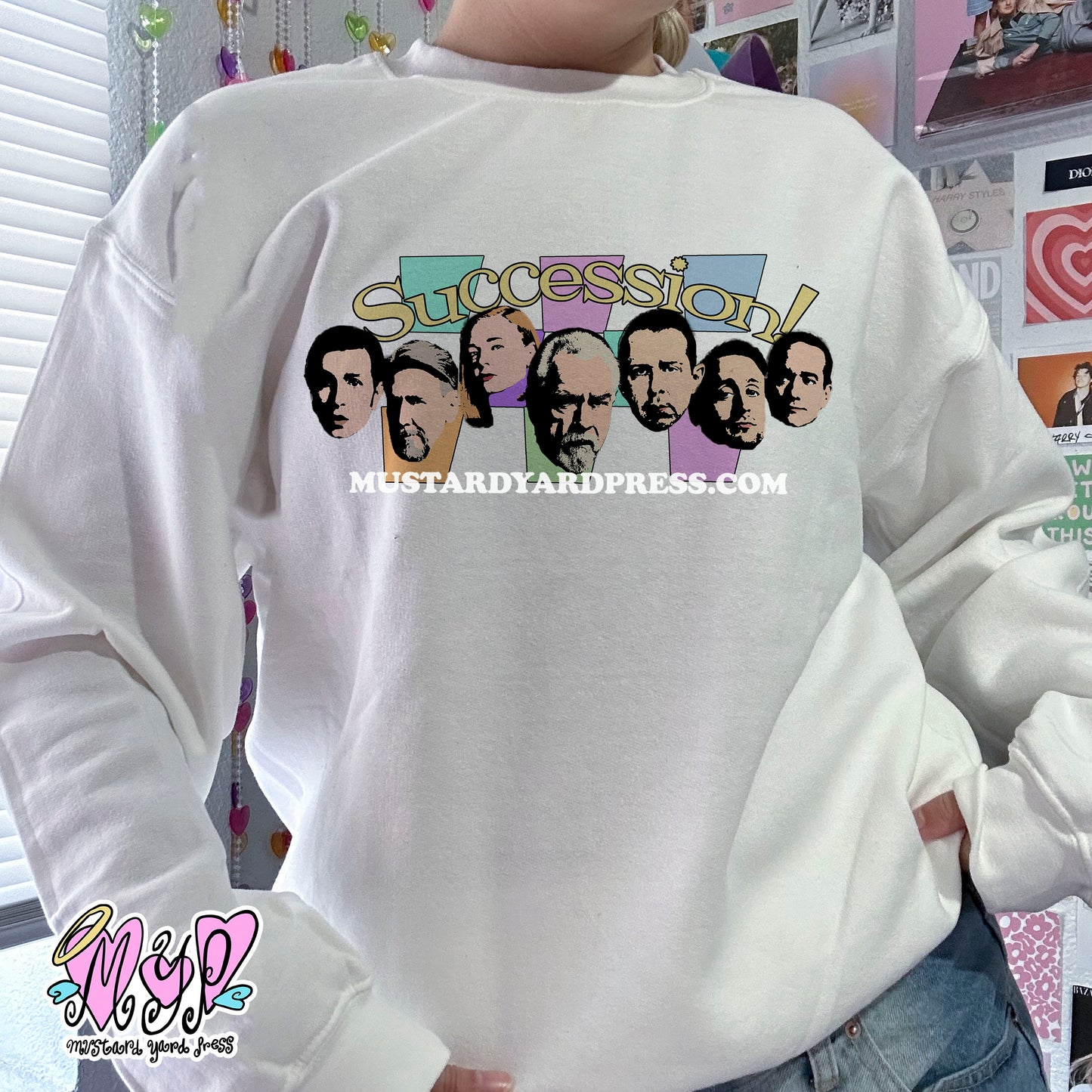 company fam white/pink crewneck