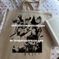 silent collage tote bag