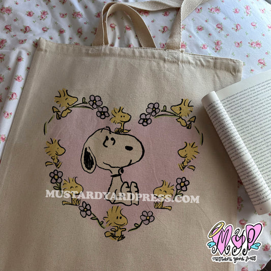 heart bird tote bag