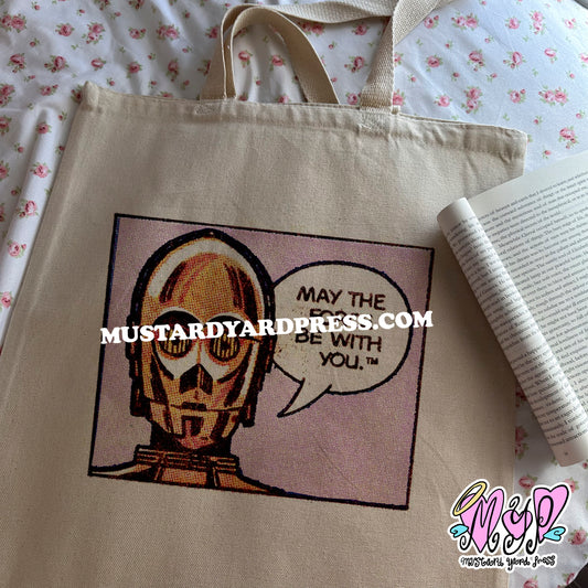 robot comic tote bag