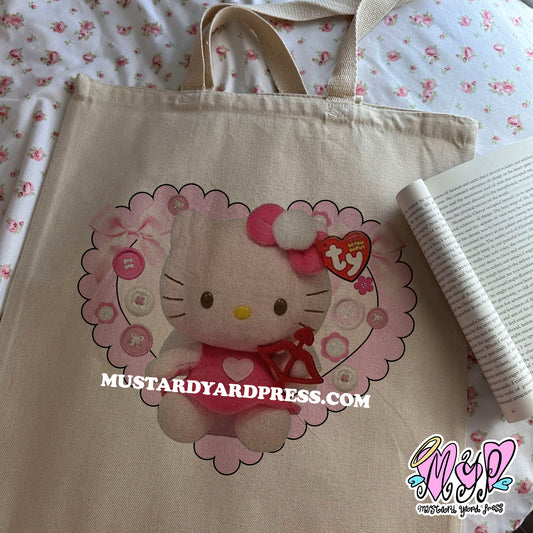 lace kitty tote bag
