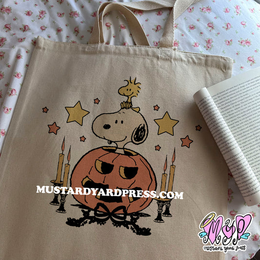 candle dog tote bag