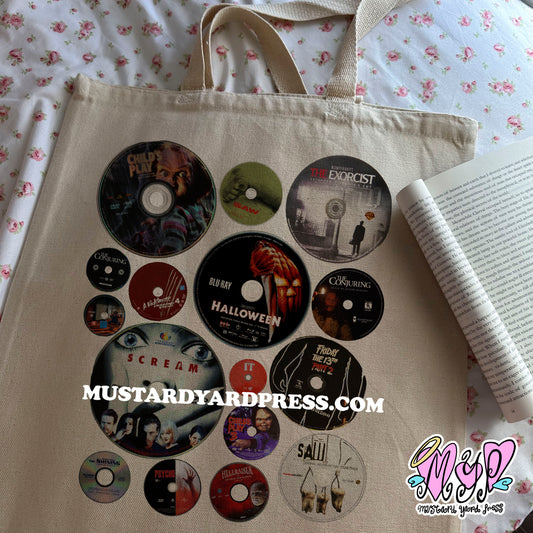 horror cds tote bag
