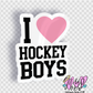 i love hockey boys mini sticker