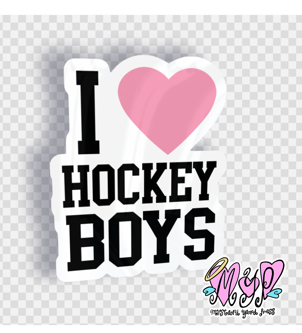 i love hockey boys mini sticker