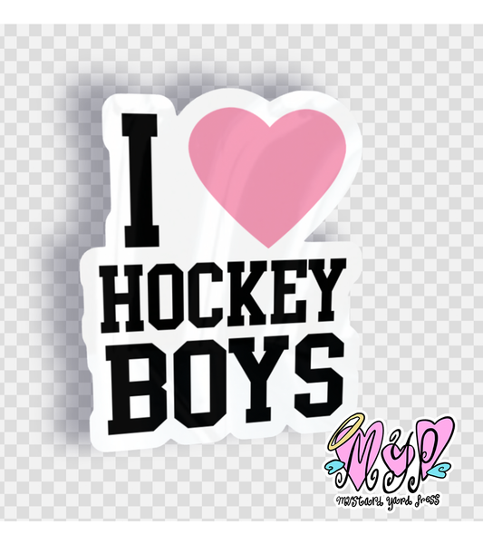 i love hockey boys mini sticker
