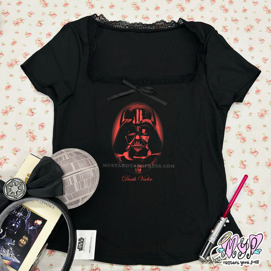 dark ani ribbed lace baby tee