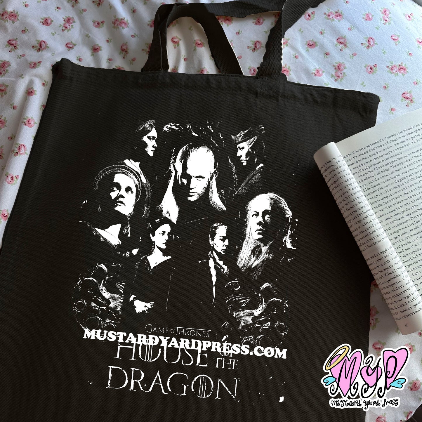 dragon collage tote bag