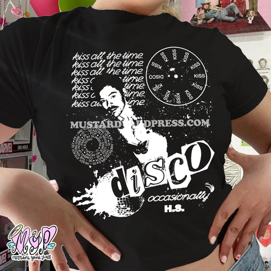 kiss disco clock collage baby tee