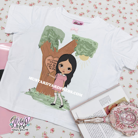 sad girl doll baby tee