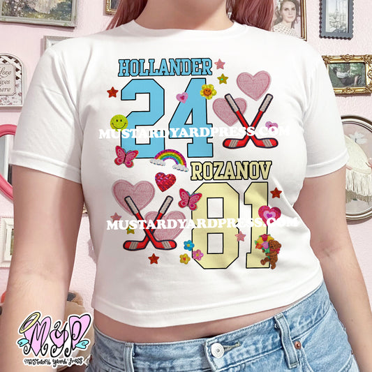heated numbers baby tee
