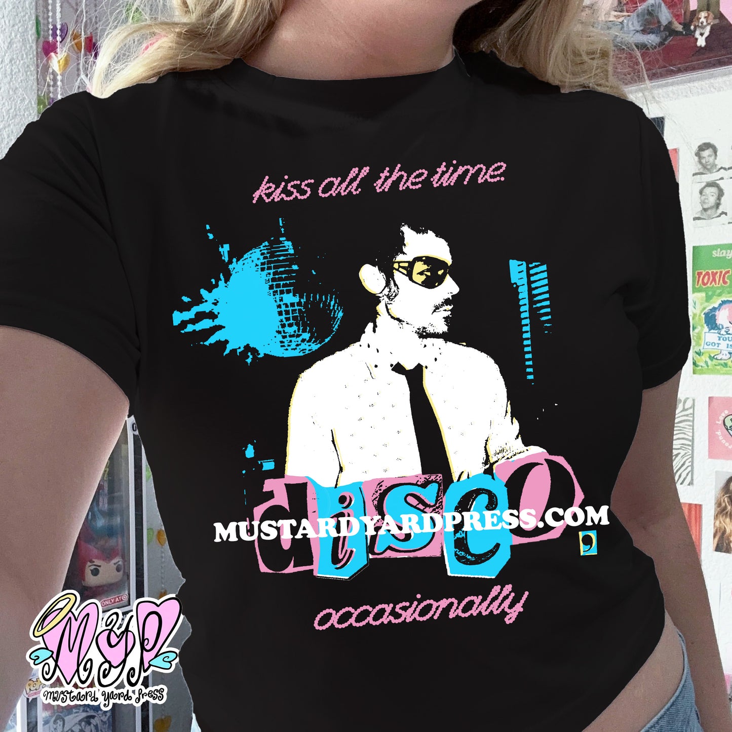 kiss disco collage baby tee