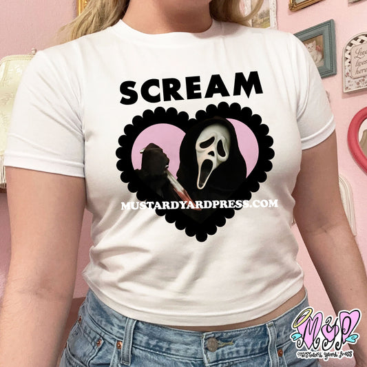 scream lace heart baby tee