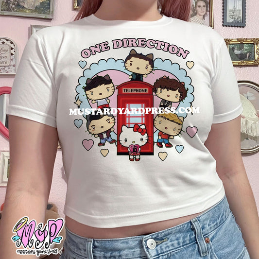 boyband cat heart lace baby tee