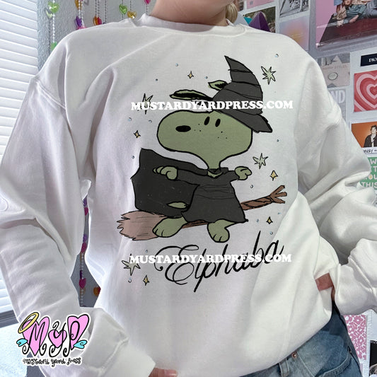 green witch dog crewneck