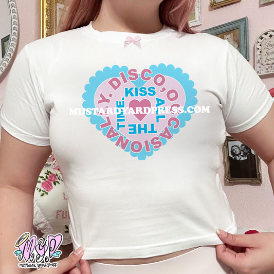 kiss disco heart baby tee