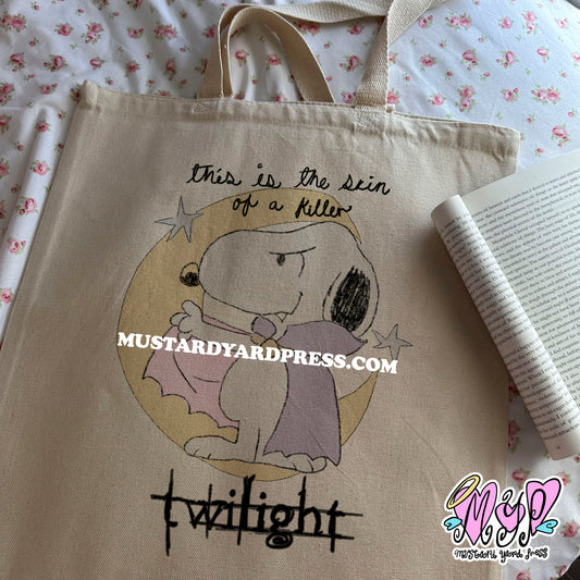 twilight dog tote bag