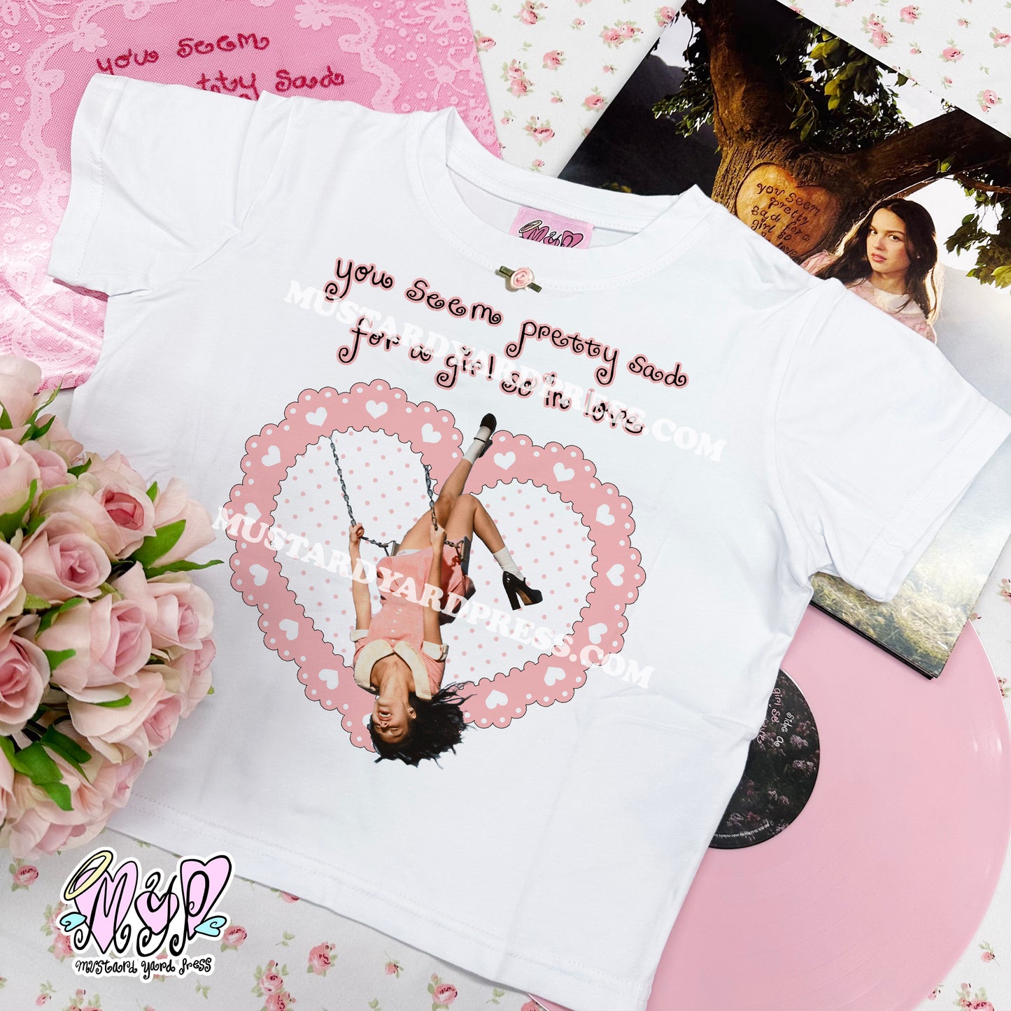 sad girl heart baby tee