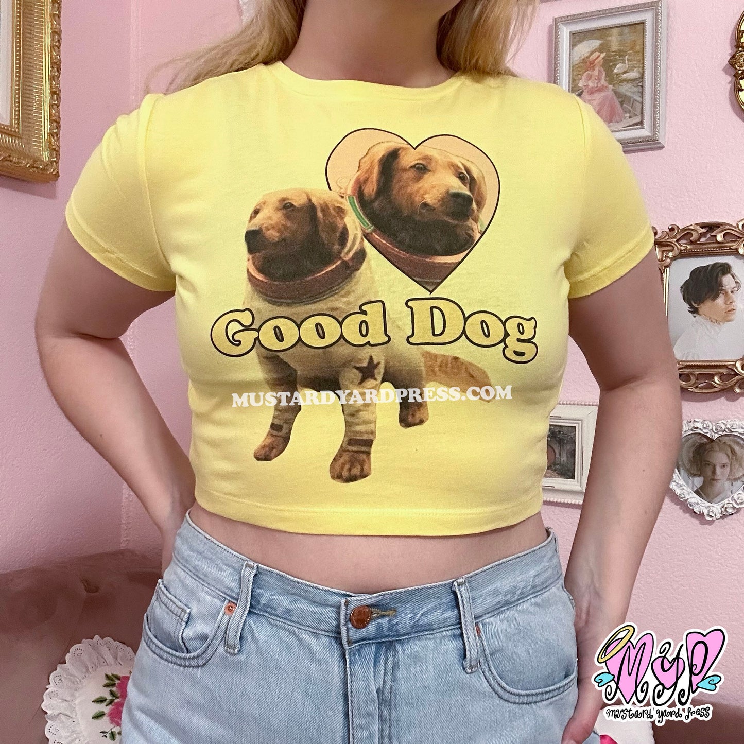 good dog yellow baby tee