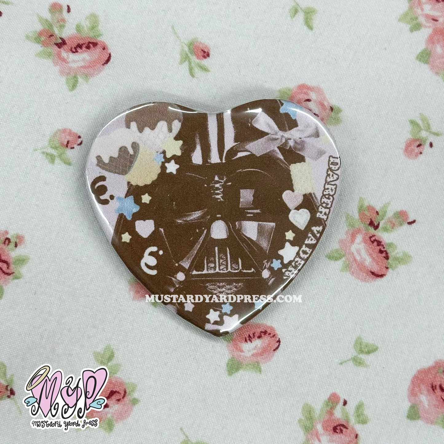 dark ani heart shaped button pin
